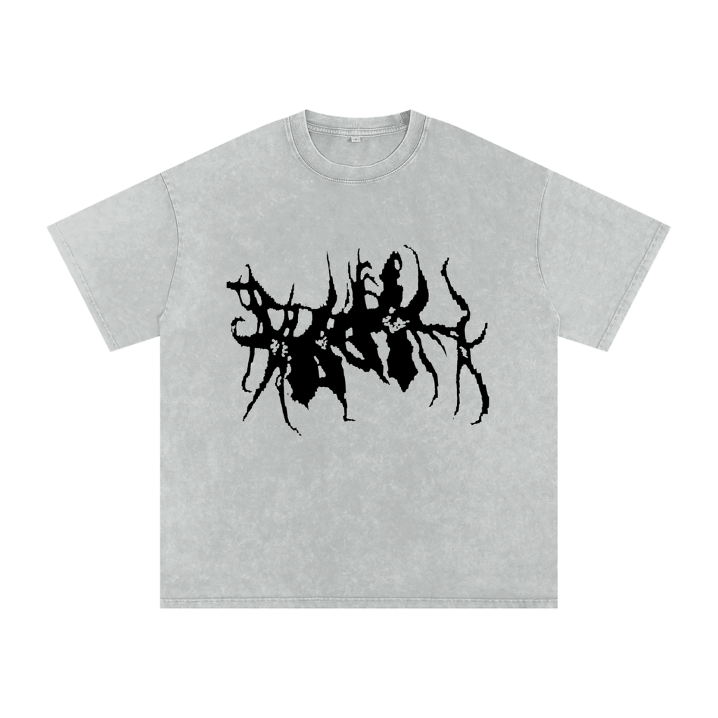 Grey Snow Washed Oversized Cotton T-Shirt