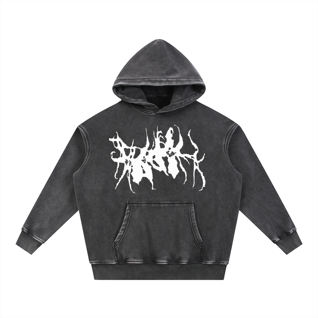 Black Snow Washed Oversize Hoodie