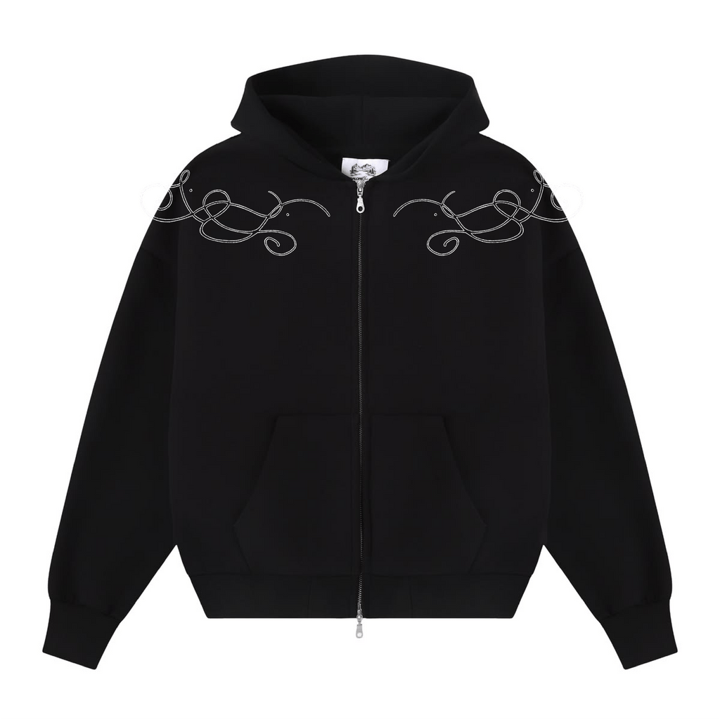 Clavicle Swirl Full-Zip Sweater