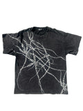 Black Hand Painted Orchid Oversized T-Shirt V2.0