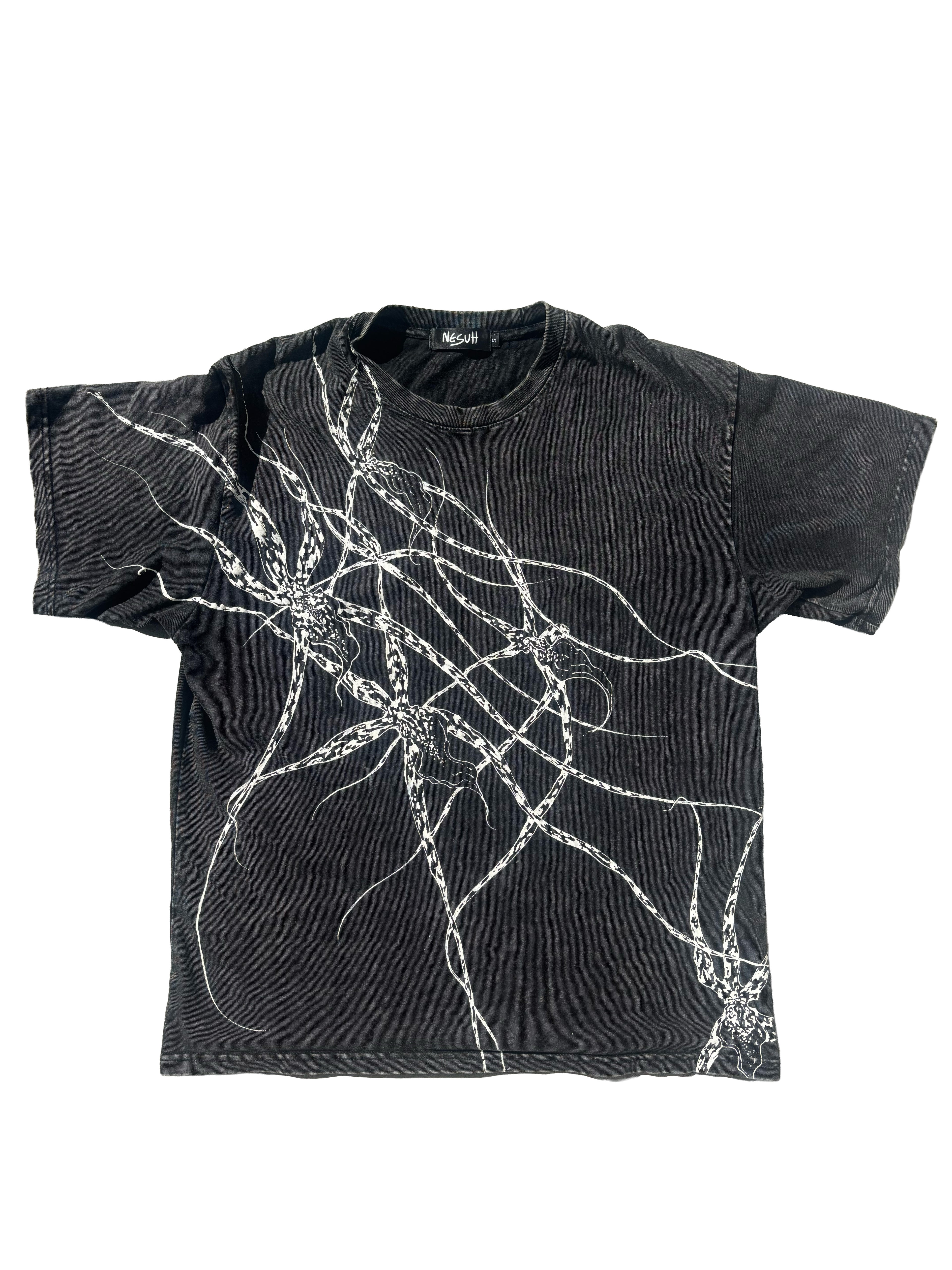 Black Hand Painted Orchid Oversized T-Shirt V2.0