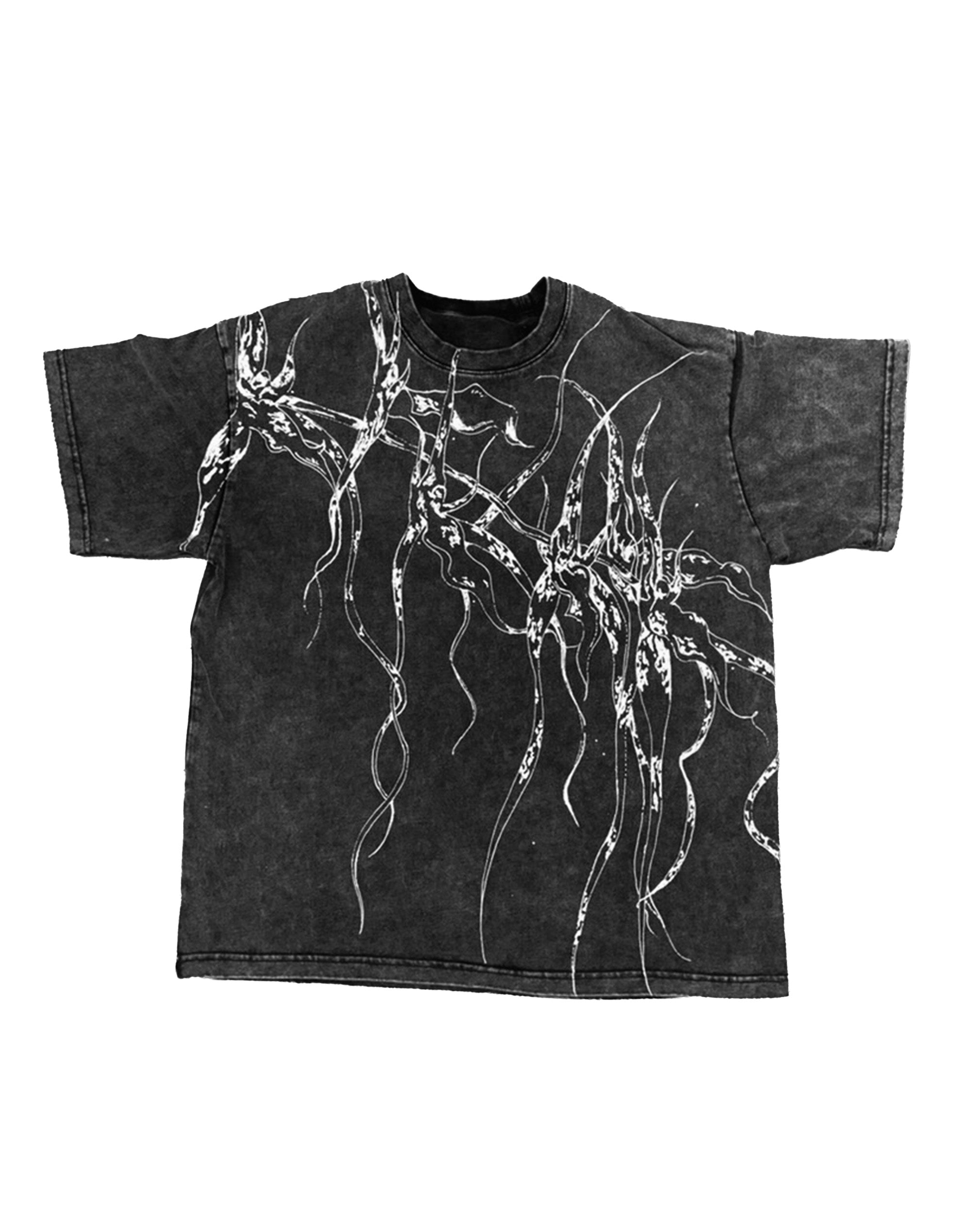 Nesuh Hand-Painted Orchid Oversized T-Shirt Black